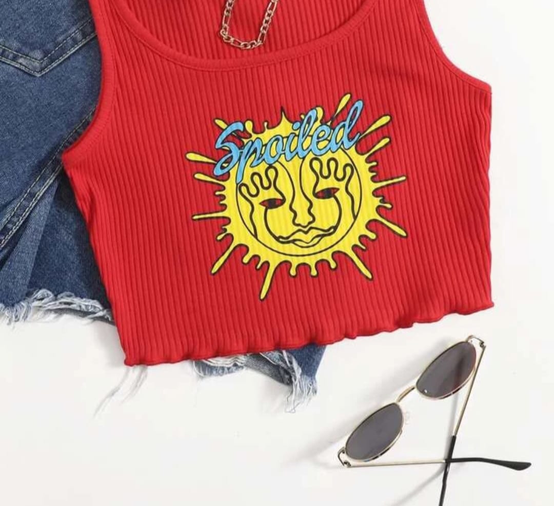 ‘Spoiled’  ribbed tank top.