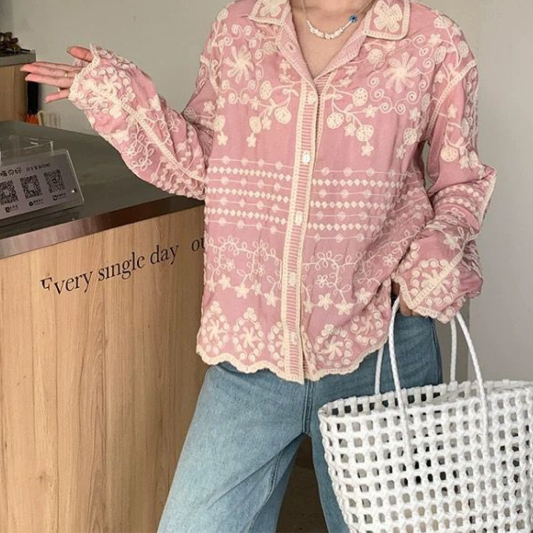 'Vanessa' luxe embroidered cotton shirt