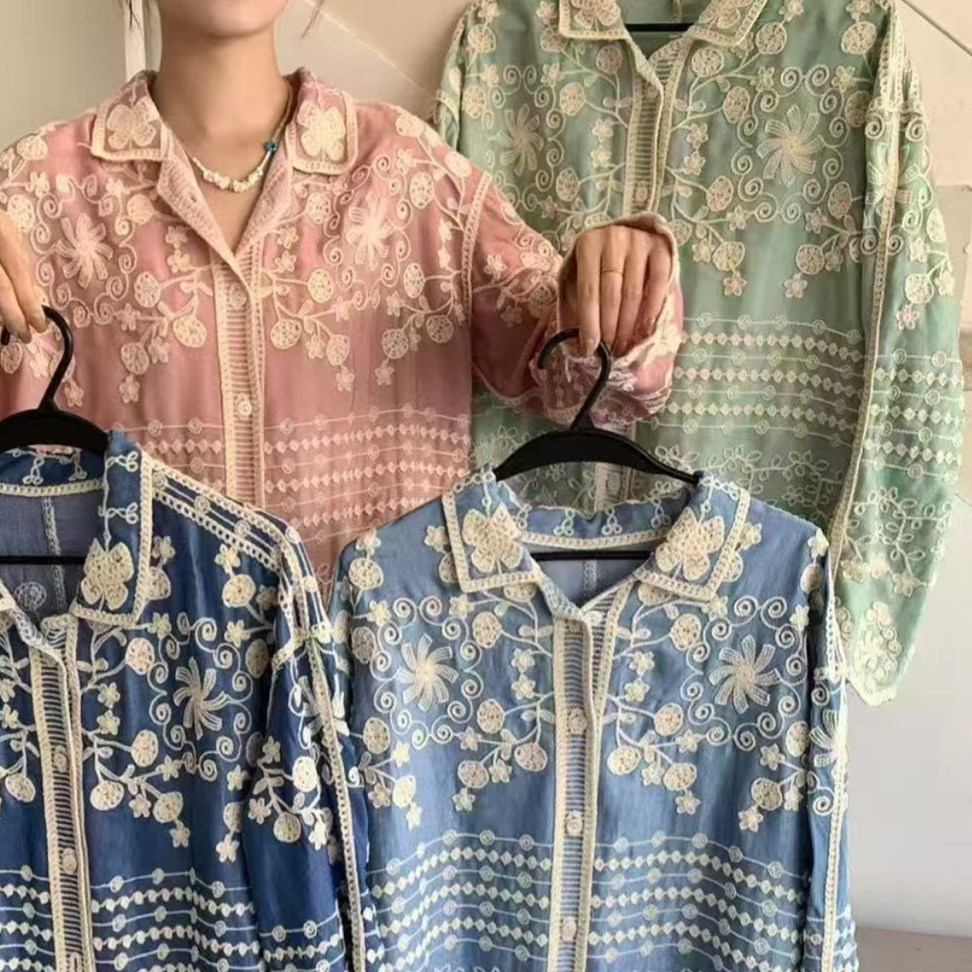 'Vanessa' luxe embroidered cotton shirt