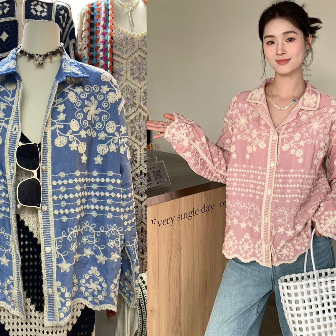 'Vanessa' luxe embroidered cotton shirt