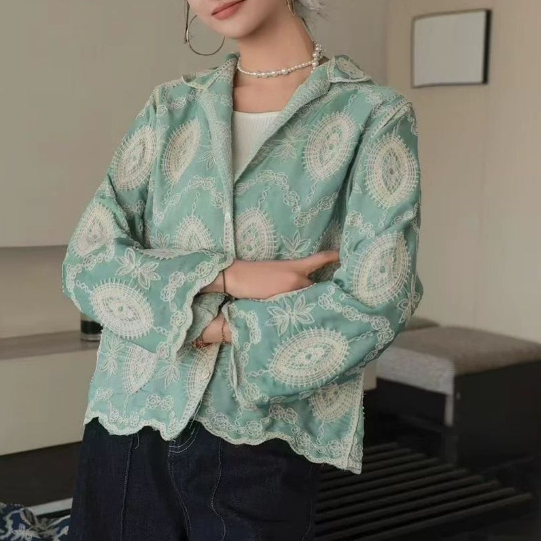 'Kaya' luxe embroidered cotton shirt