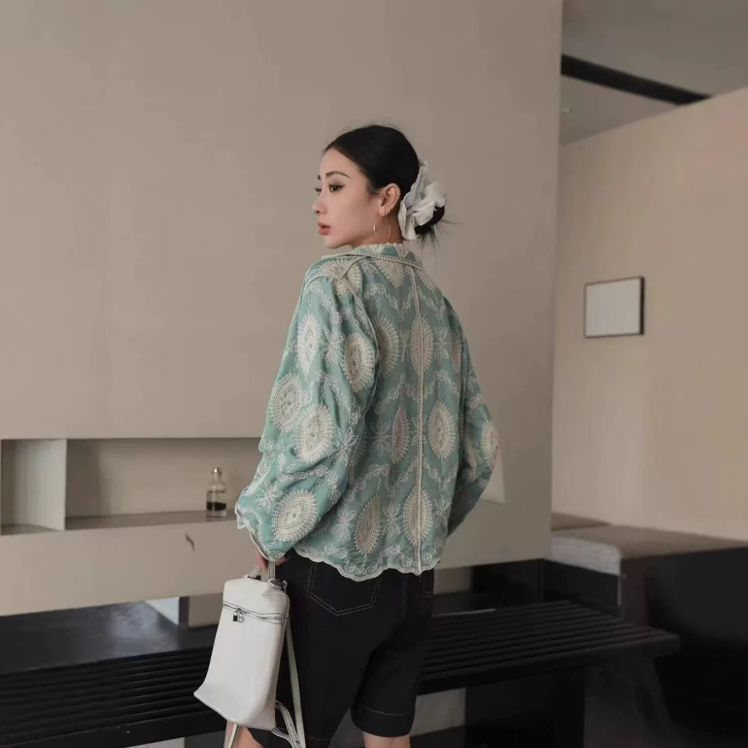 'Kaya' luxe embroidered cotton shirt
