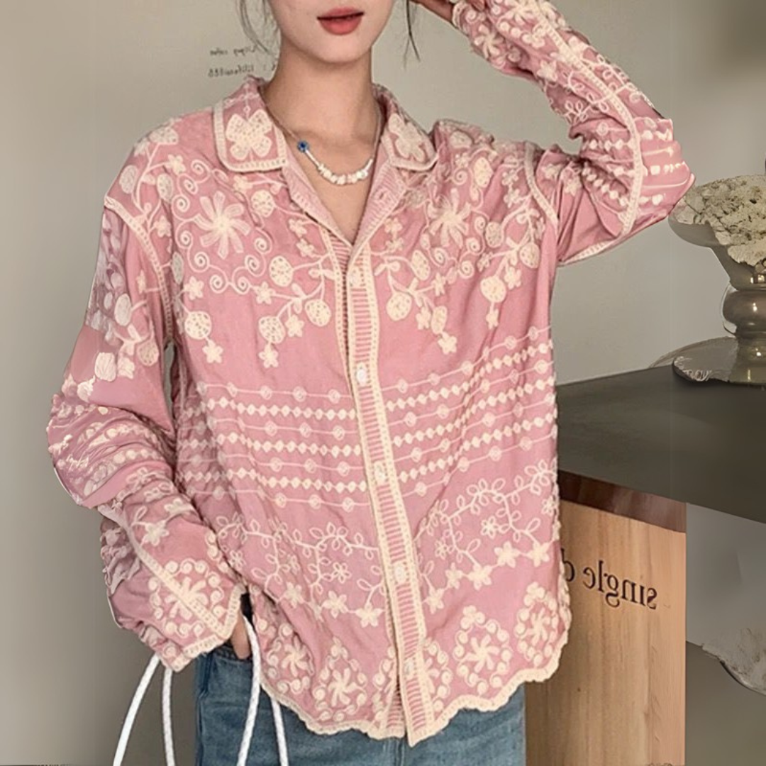 'Vanessa' luxe embroidered cotton shirt