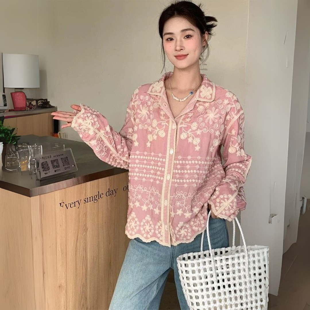 'Vanessa' luxe embroidered cotton shirt