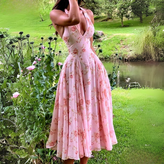 'Amaira' halter neck maxi dress