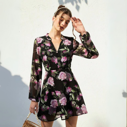 'Bianca' V Neck floral dress