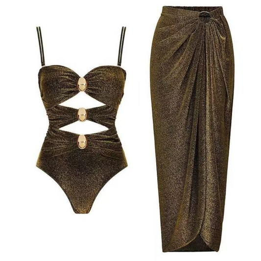 'Glam on' cut-out swimsuit set