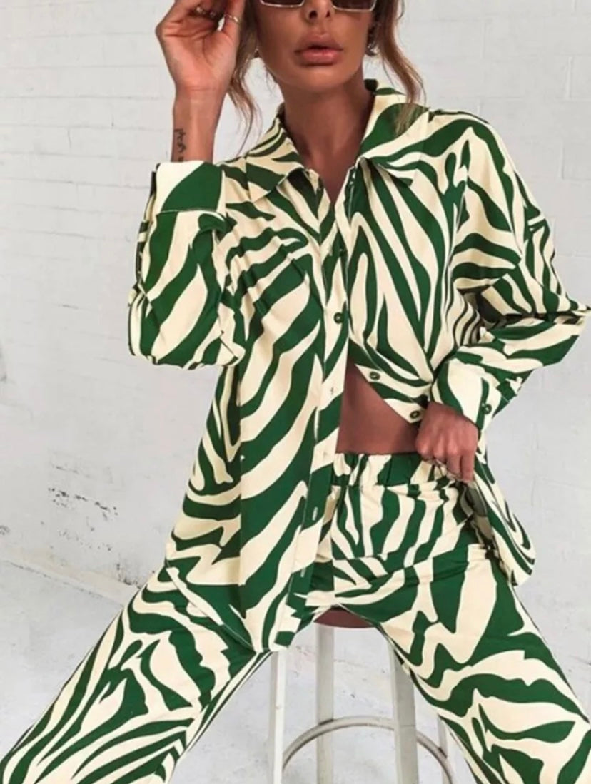 Zebra-print co-ord set.