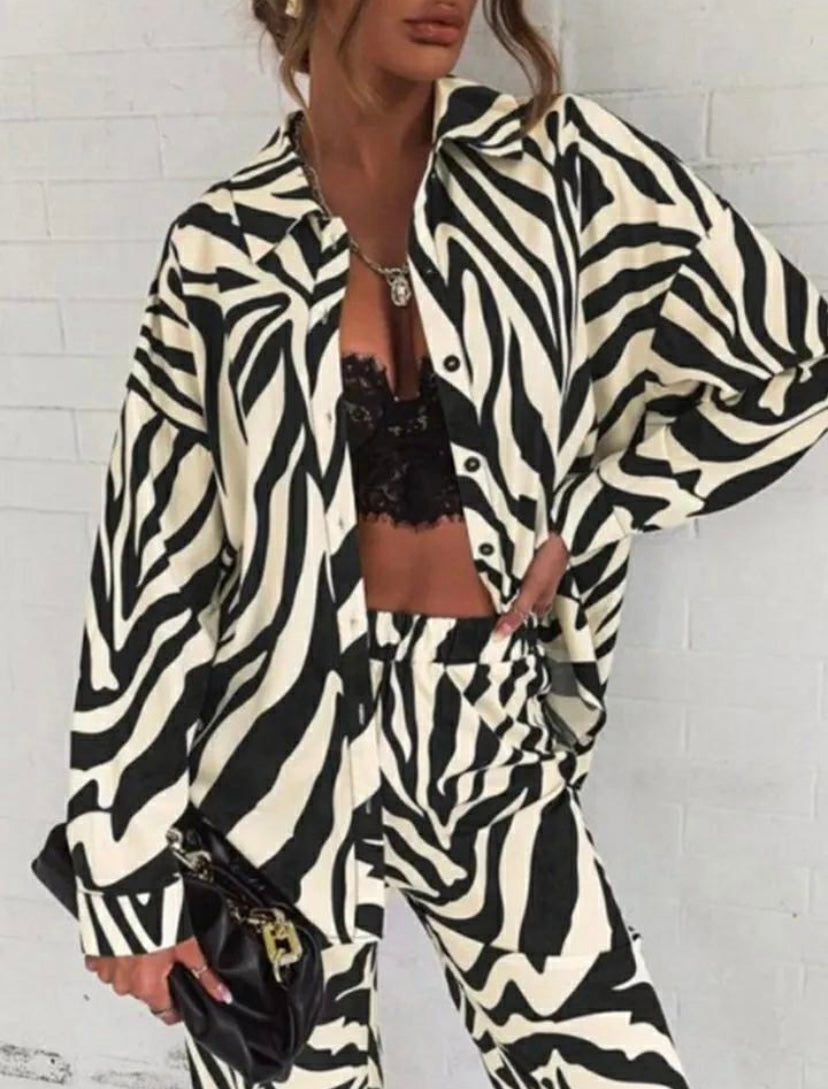 Zebra-print co-ord set.