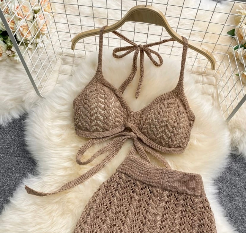 ‘ I miss you beach’ crochet, co-ord set