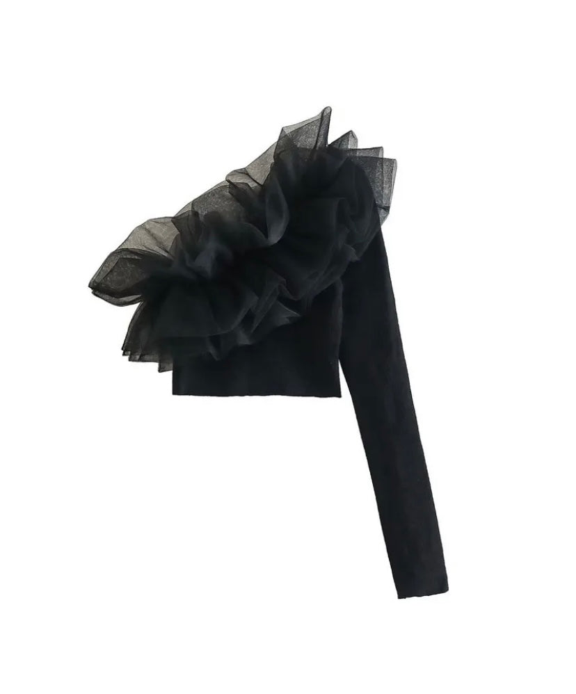 Ruffled one-shoulder top