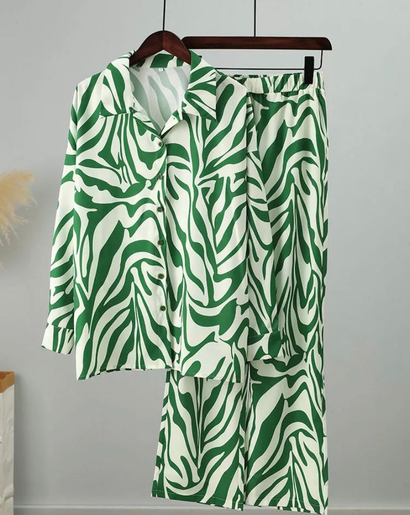 Zebra-print co-ord set.