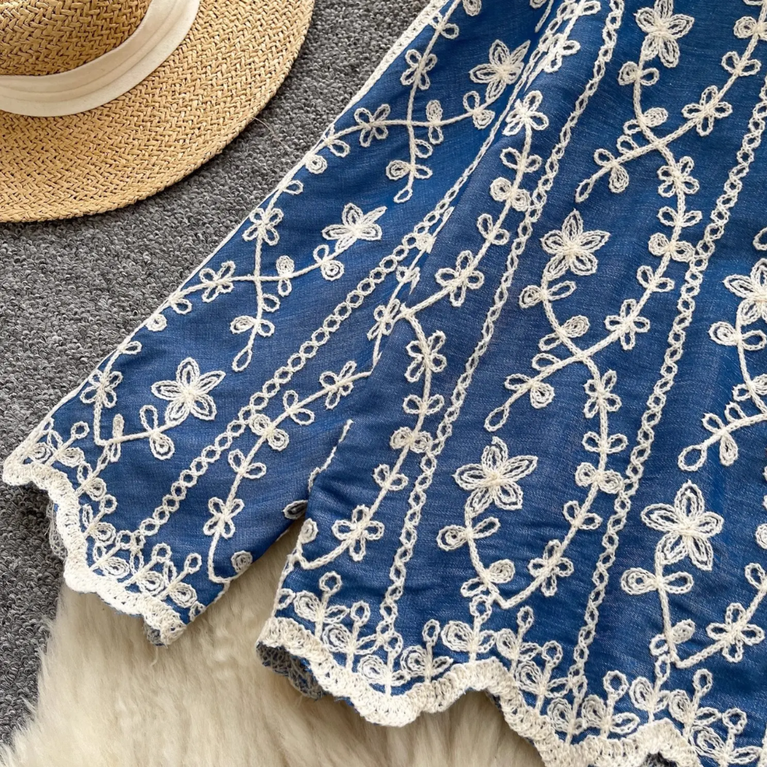 'Maria' luxe embroidered cotton shirt