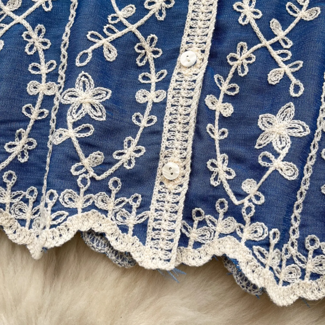 'Maria' luxe embroidered cotton shirt