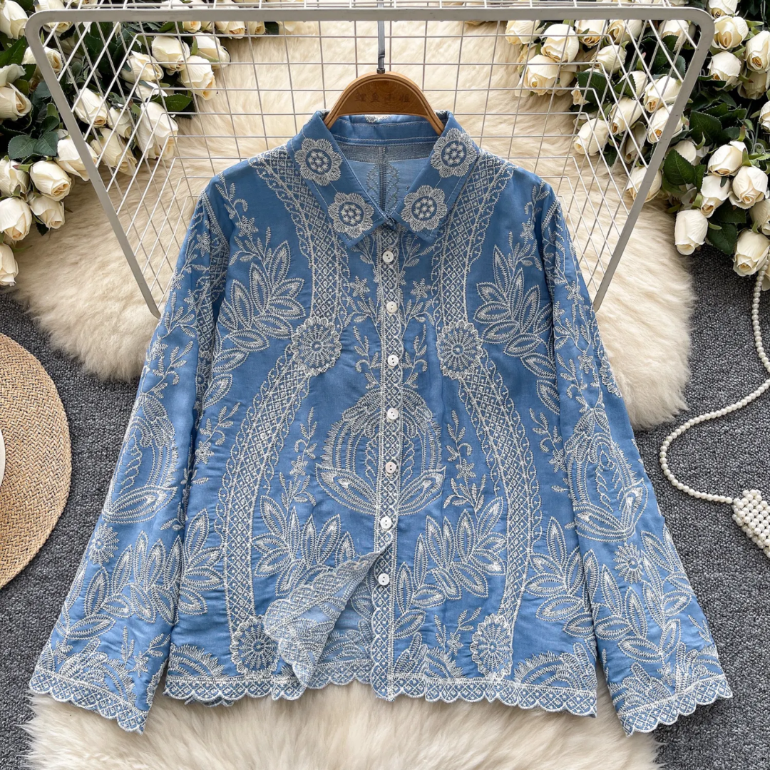 'Gabrielle' luxe embroidered cotton shirt
