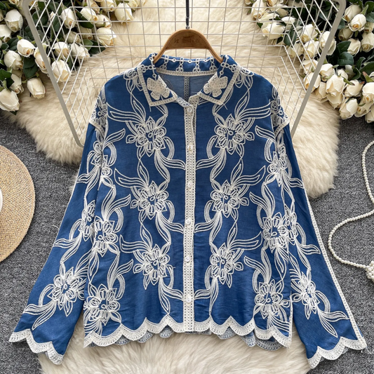 'Glolria' luxe embroidered cotton shirt