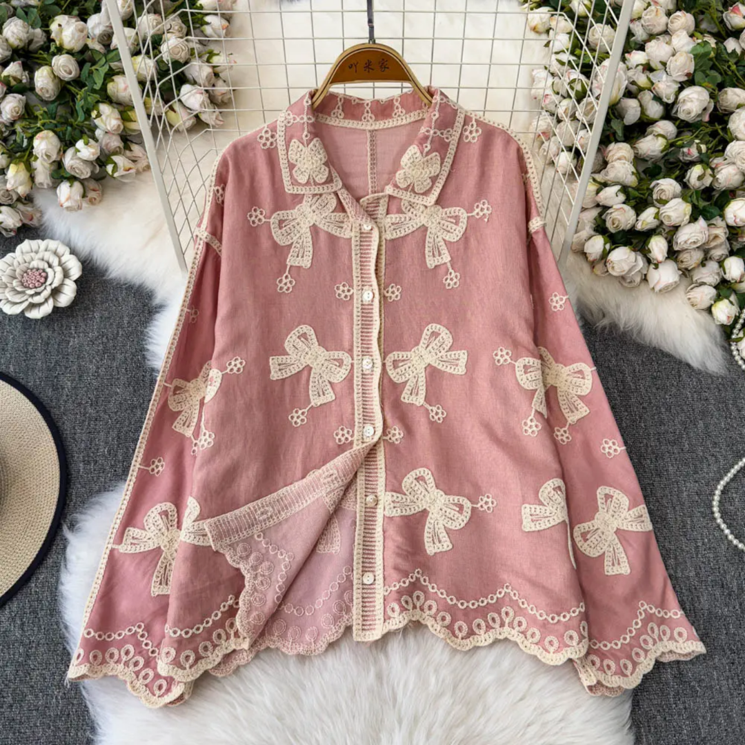 'Byra' luxe embroidered cotton shirt
