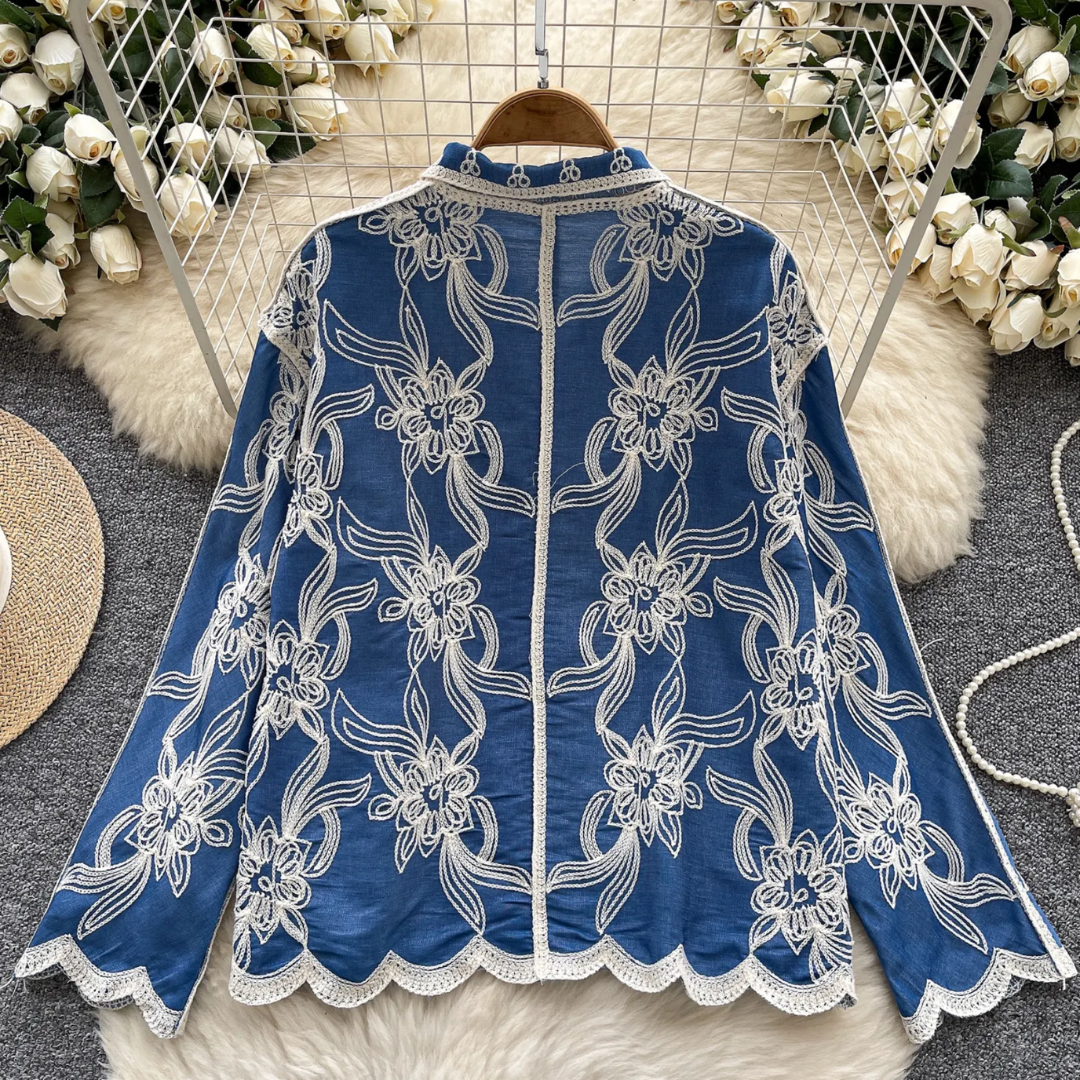 'Glolria' luxe embroidered cotton shirt
