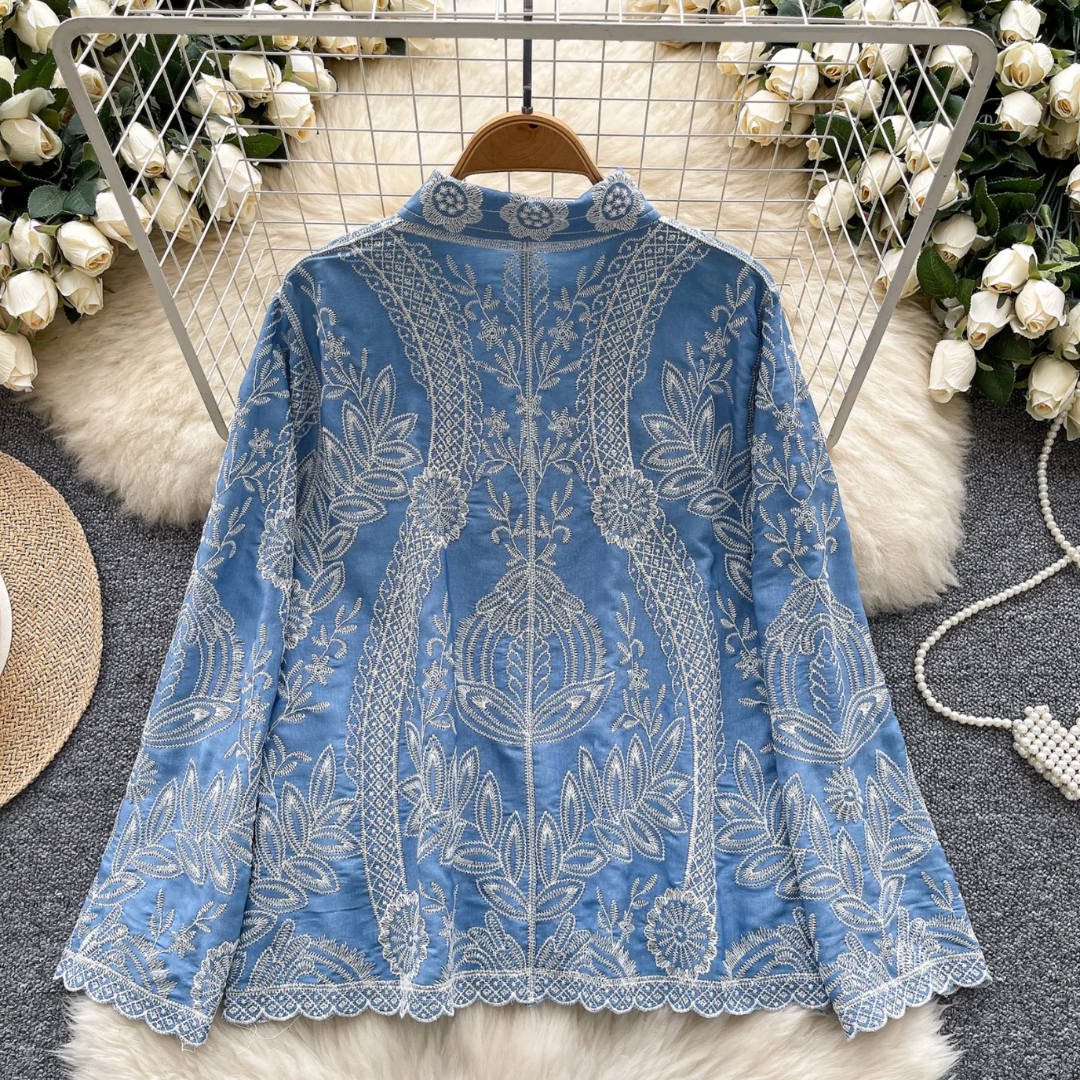 'Gabrielle' luxe embroidered cotton shirt