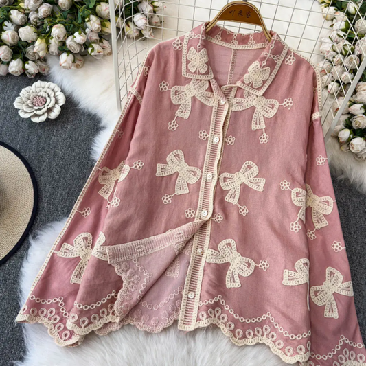 'Byra' luxe embroidered cotton shirt