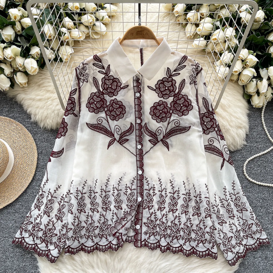'Emma' luxe embroidered cotton shirt