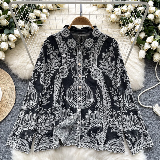 'Gabrielle' luxe embroidered cotton shirt